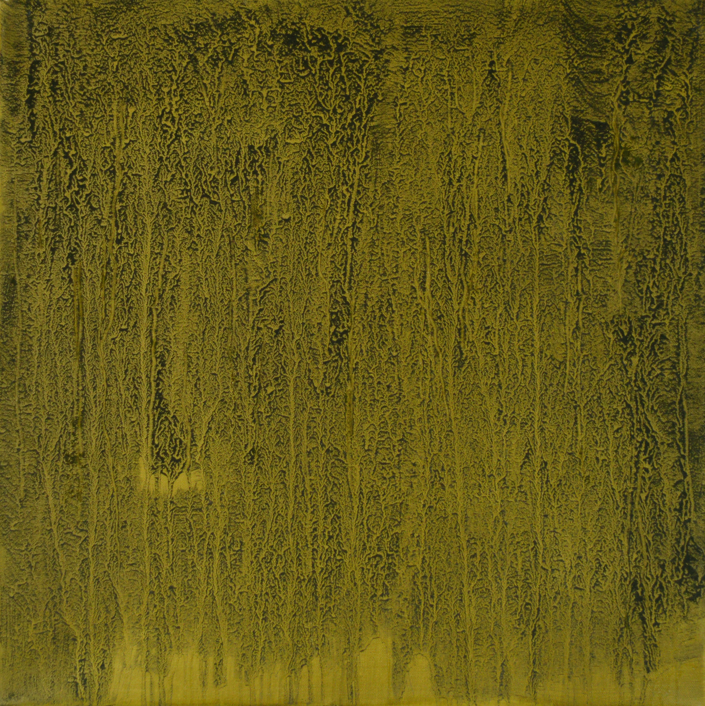 Án titils | Untitled 2015. Mineral powder from the lava Kapelliharun, Olive green and oil on canvas, 60 x 60 cm. 