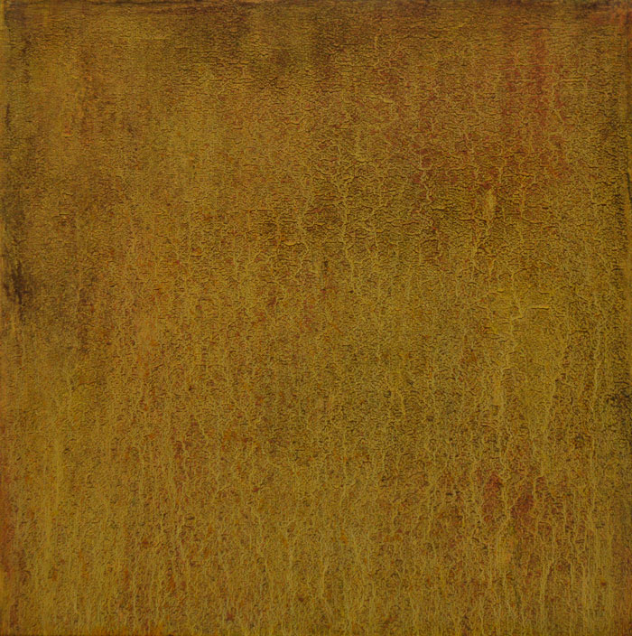 Án titils | Untitled 2015. Mineral powder from Rauðhólar, Cadmium Red / Yelow and oil on canvas, 60 x 60 cm.