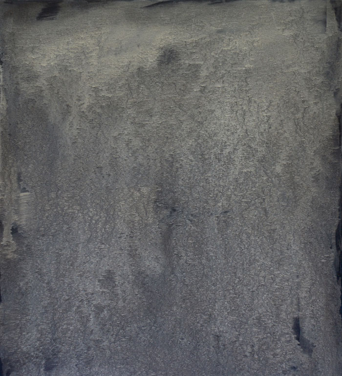 Án titils | Untitled 2015. Mineral powder from the lava Ódáðahraun, Heligenblau, Ivory Black, Zinc White and oil on canvas, 105 x 95 cm.